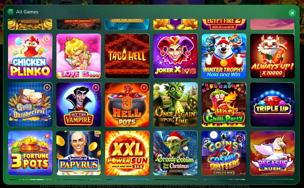 Игровой интерфейс казино Метелица